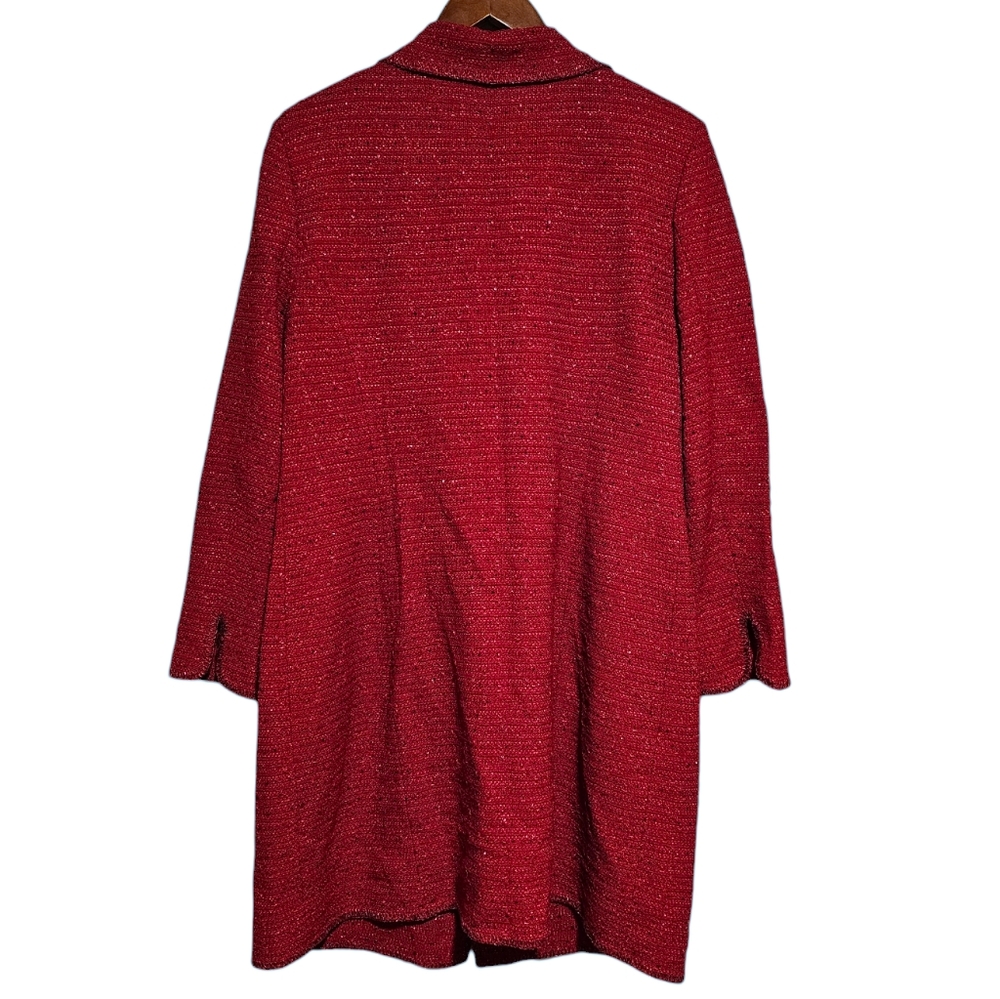 St. John Couture Long Evening Jacket in Red Sparkle Tweed Size 12 - Picture 3 of 4